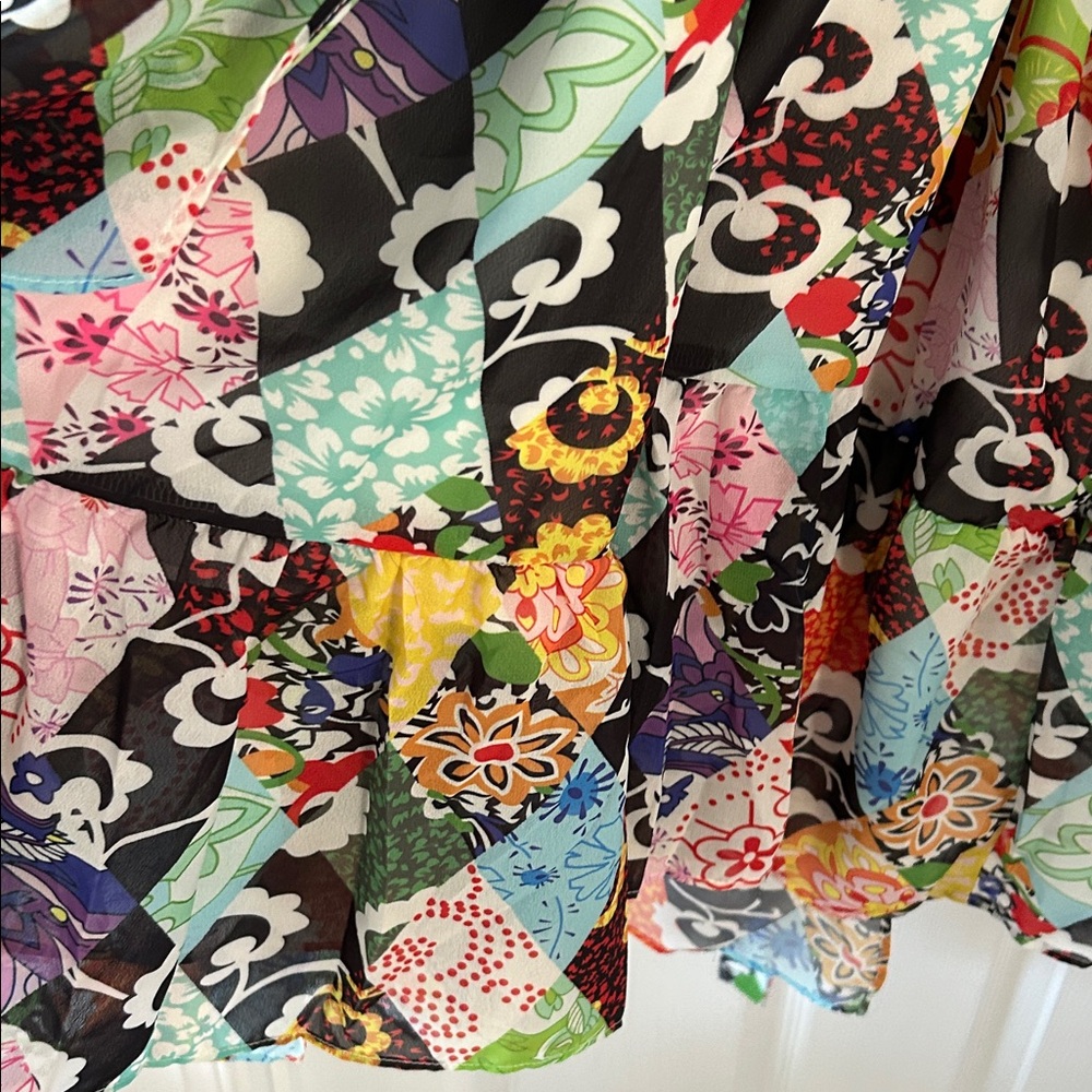 Colorful Patchwork Asymmetrical Wrap Around Dress - image 7